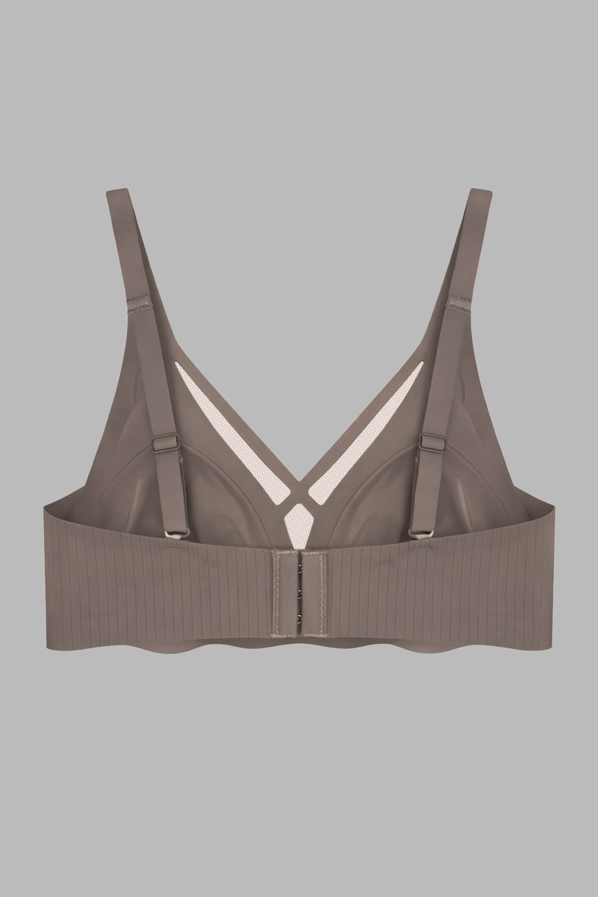 Seamless Bra - Liny | Kahverengi Lazer Kesim Dikişsiz Çizgi Desenli Dekolteli Kadın Sütyen