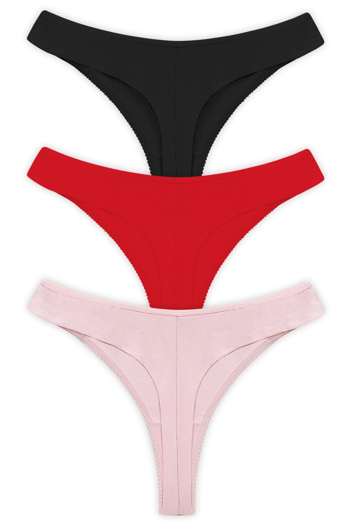 Basic Pamuklu Kadın Tanga 3lü Paket Külot - 5