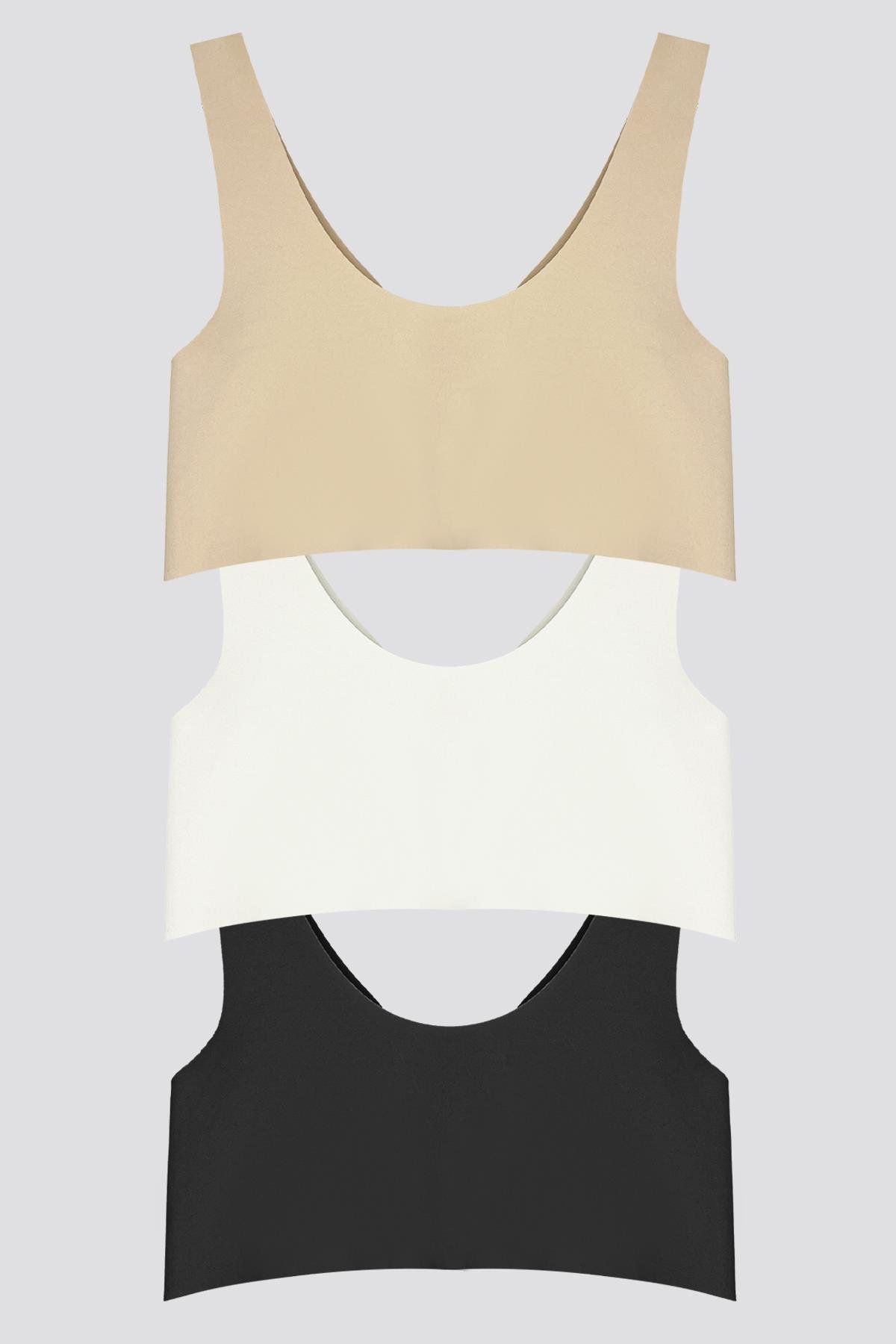 Dikişsiz Lazer Kesim Sütyen Çıkarılabilir Pedli Kadın Hayalet Sütyen - 3lü Paket