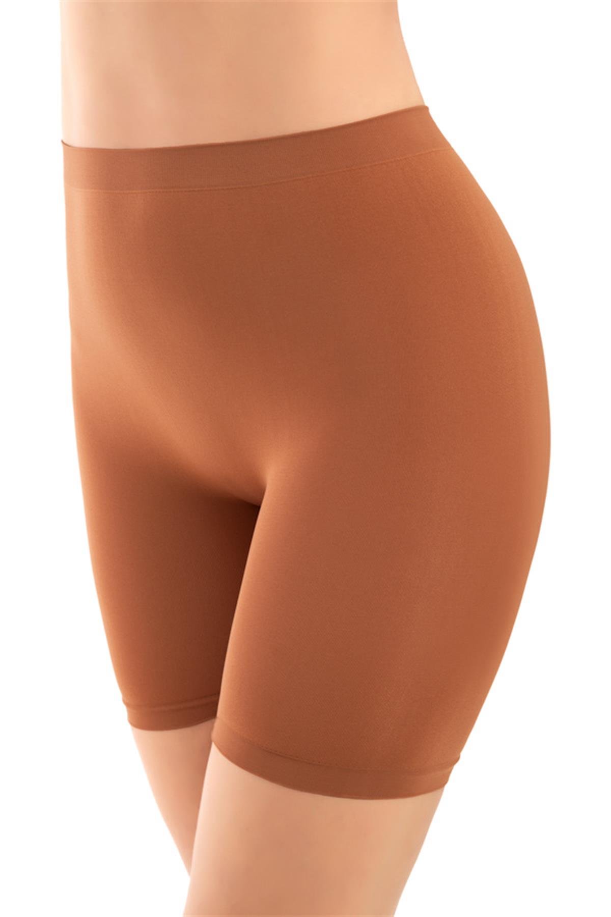 Cottonhill Premium - Kadın Kahverengi Ultra-Rahat Seamless Yüksek Bel Uzun Paça Boxer