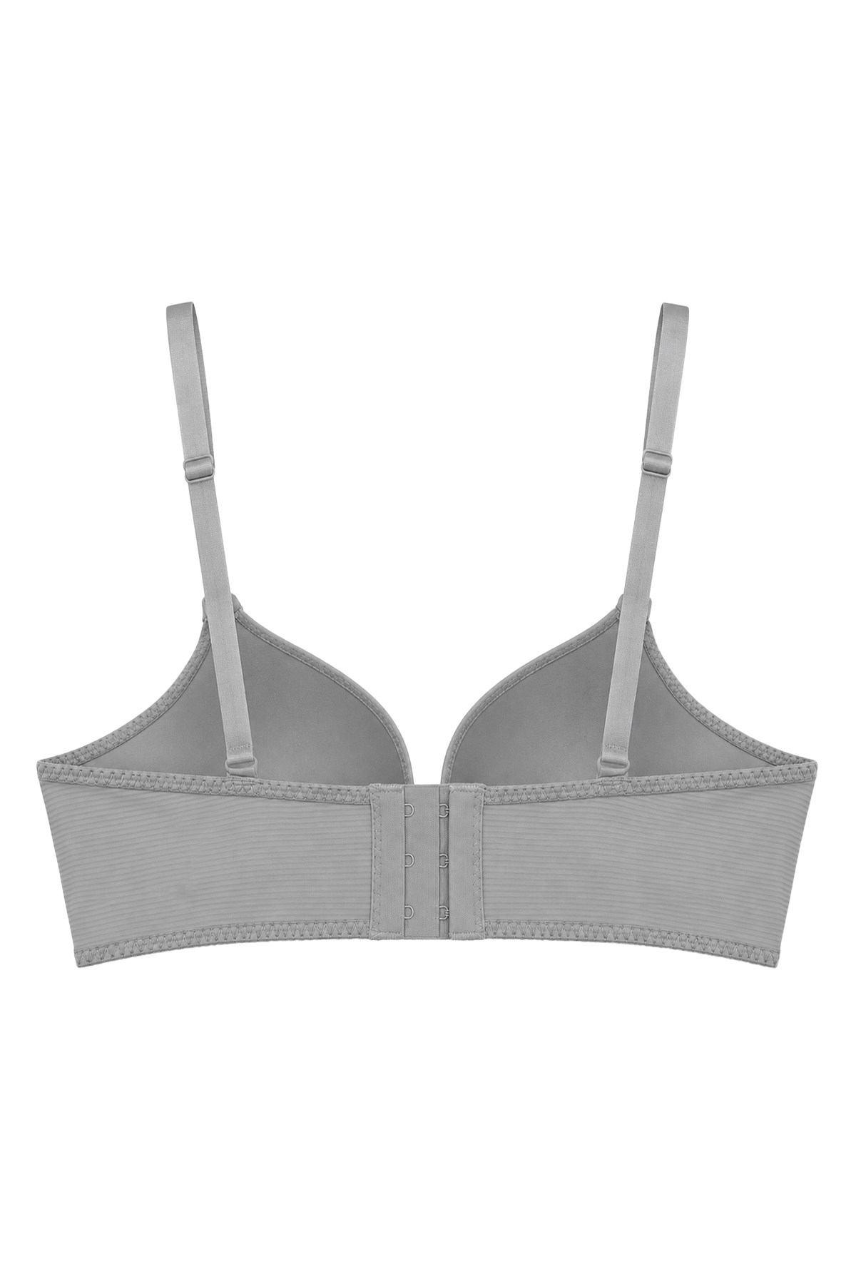 Seamless Bra - Renoa | Gri Rib Dokulu Balensiz Doğal Form Straplez Kadın Sütyen