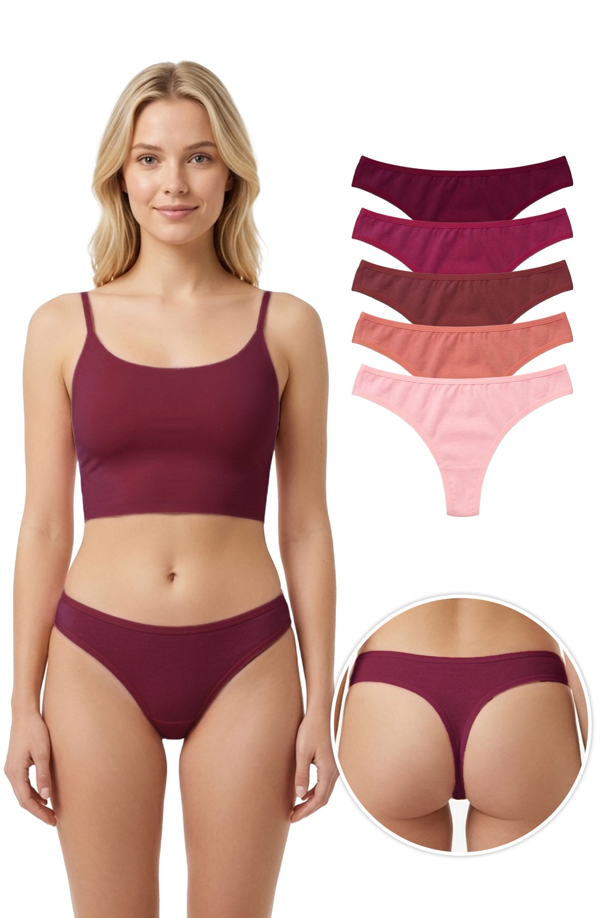 Pamuklu Basic Kadın Tanga Külot 5li Paket-2