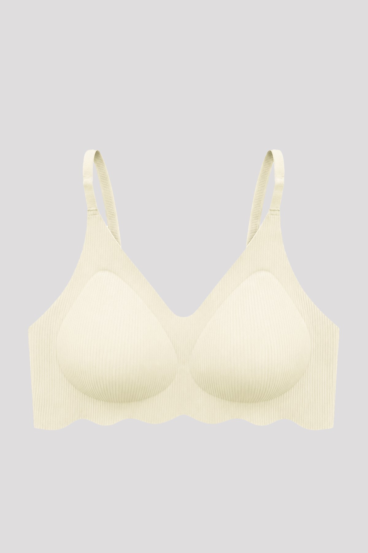 Seamless Bra - Elara | Krem Lazer Kesim Balensiz İnce Fitil Dokulu Dikişsiz Kadın Sütyen
