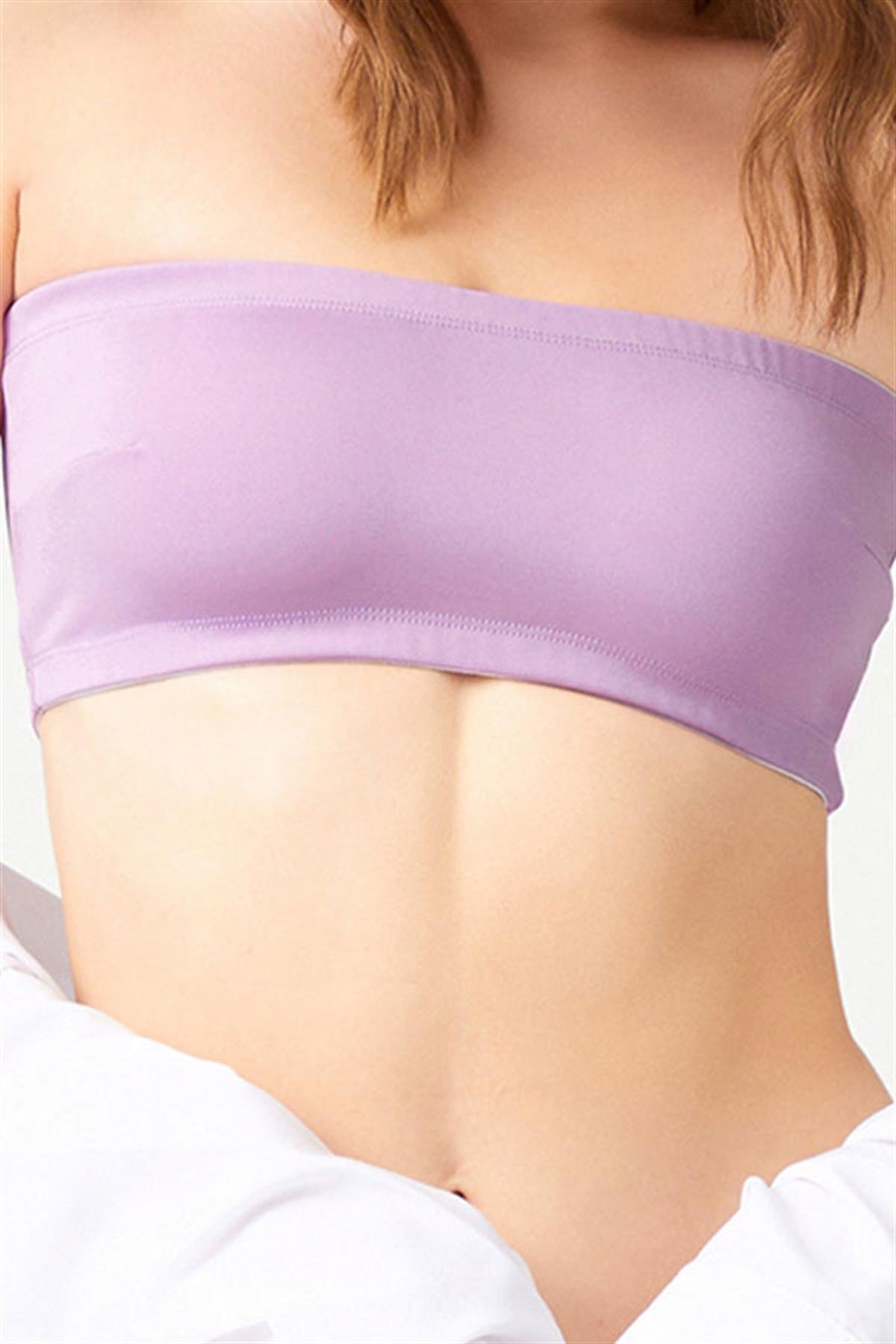 Straplez Crop Top Büstiyer Lila