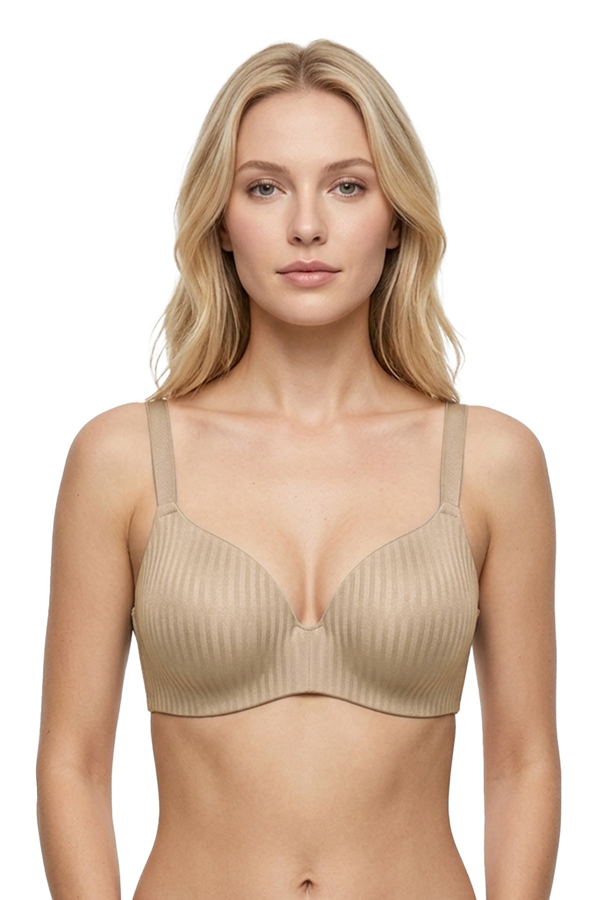 Seamless Bra - Rivelle | Ten Mikro Çizgi Desenli Balensiz Günlük Kadın Sütyen