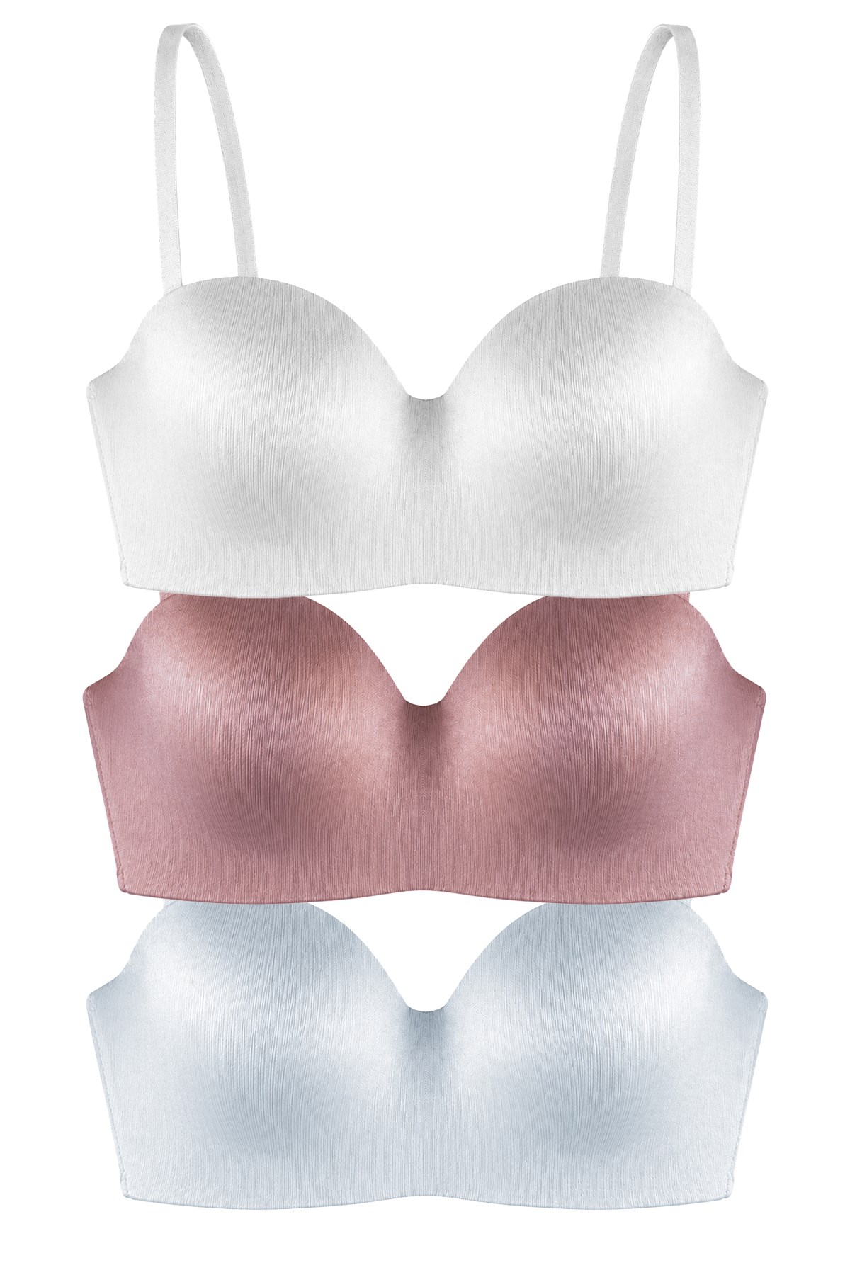 Seamless Bra - Maris | Micro Balenli Parlak Straplez Kadın Sütyen 3lü Paket