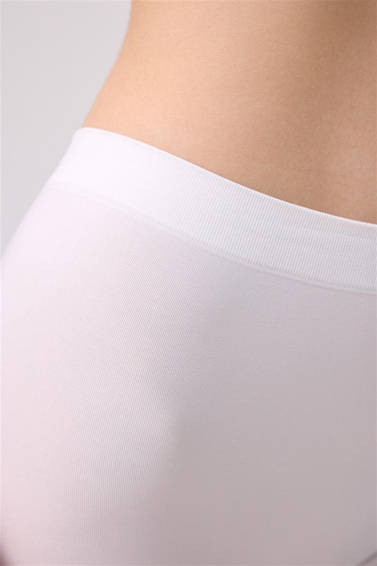 Cottonhill Premium - Kadın Beyaz Ultra-Rahat Seamless Yüksek Bel Uzun Paça Boxer