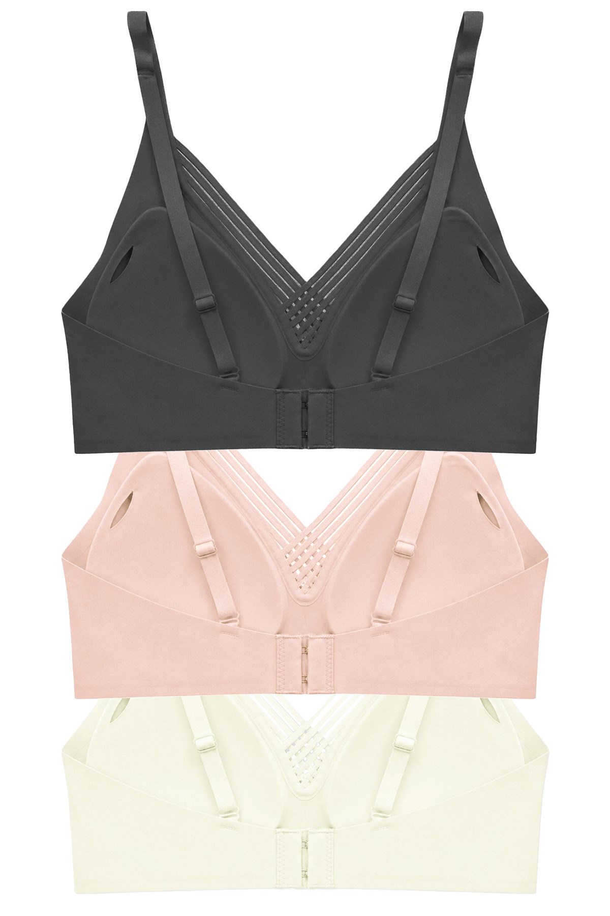 Seamless Bra - Lucent | Lazer Kesim Balensiz Ön Çapraz Şerit Detaylı Kadın Sütyen 3lü Paket-2