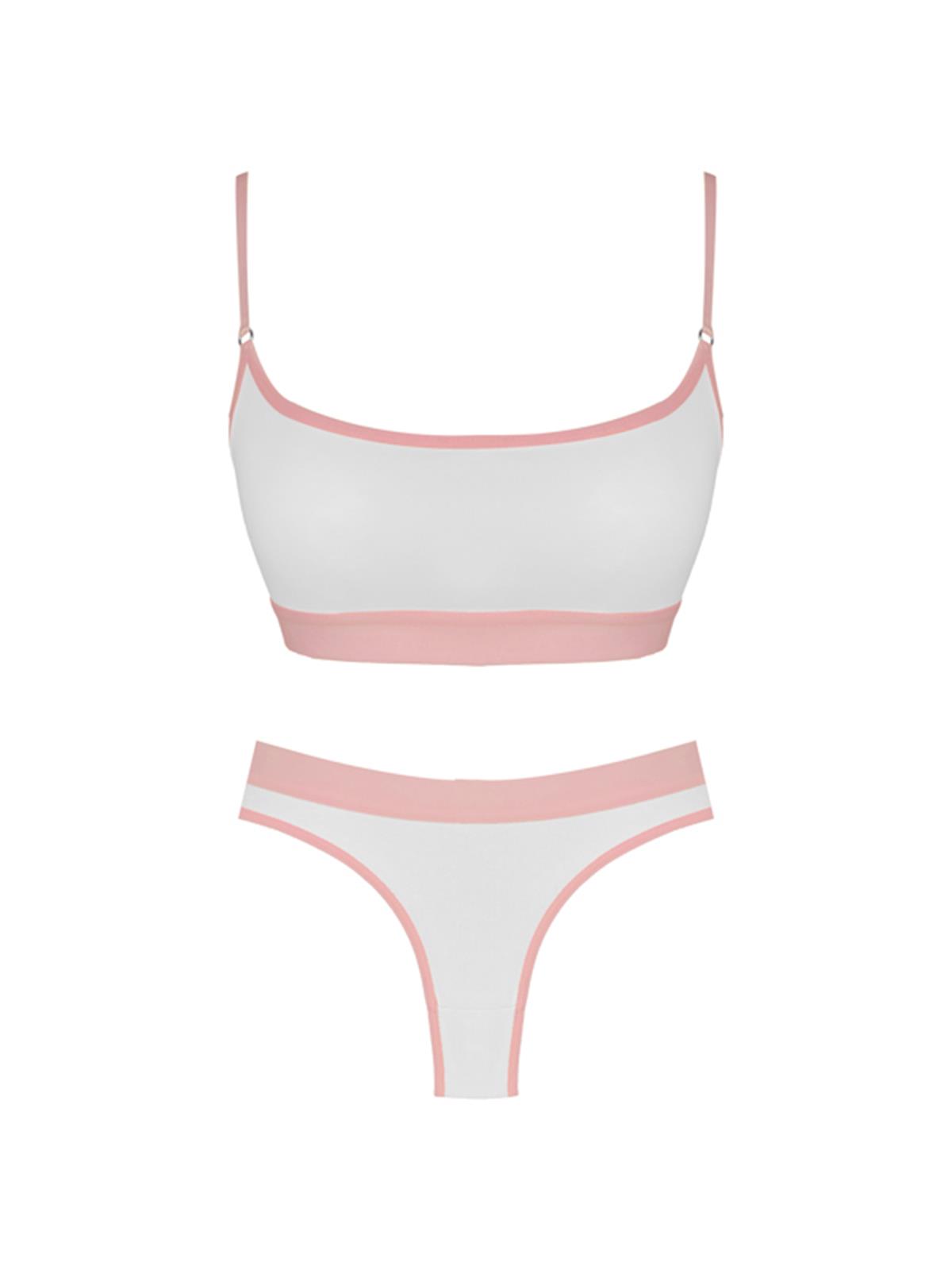 Beyaz Pamuklu Lastik Detaylı Ayarlanabilir Askılı Kadın Sütyen Takımı