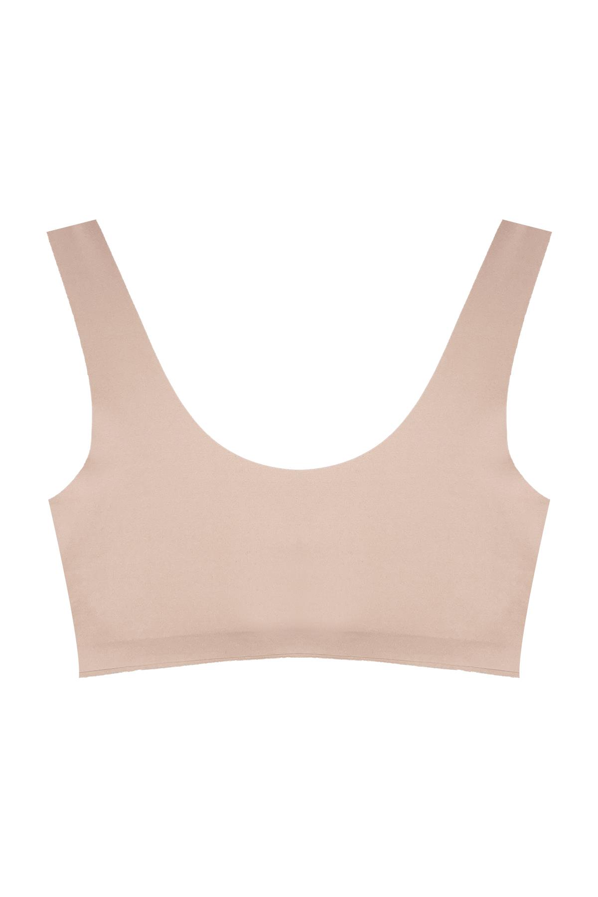 Kahverengi Dikişsiz Lazer Kesim Sütyen Pedli Kadın Hayalet Sütyen Dalga Detaylı