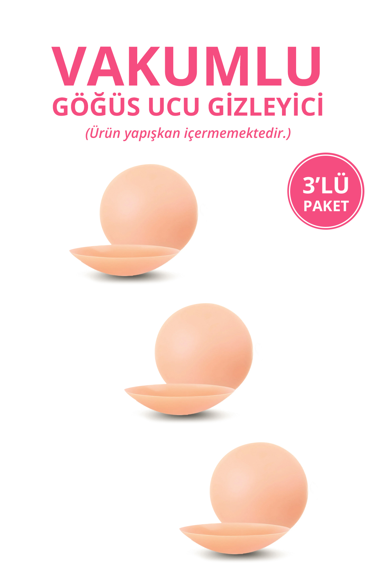 Ten Vakumlu Yapışkansız Göğüs Ucu Kapatıcı, Meme Ucu Kapatıcı 3lü Paket
