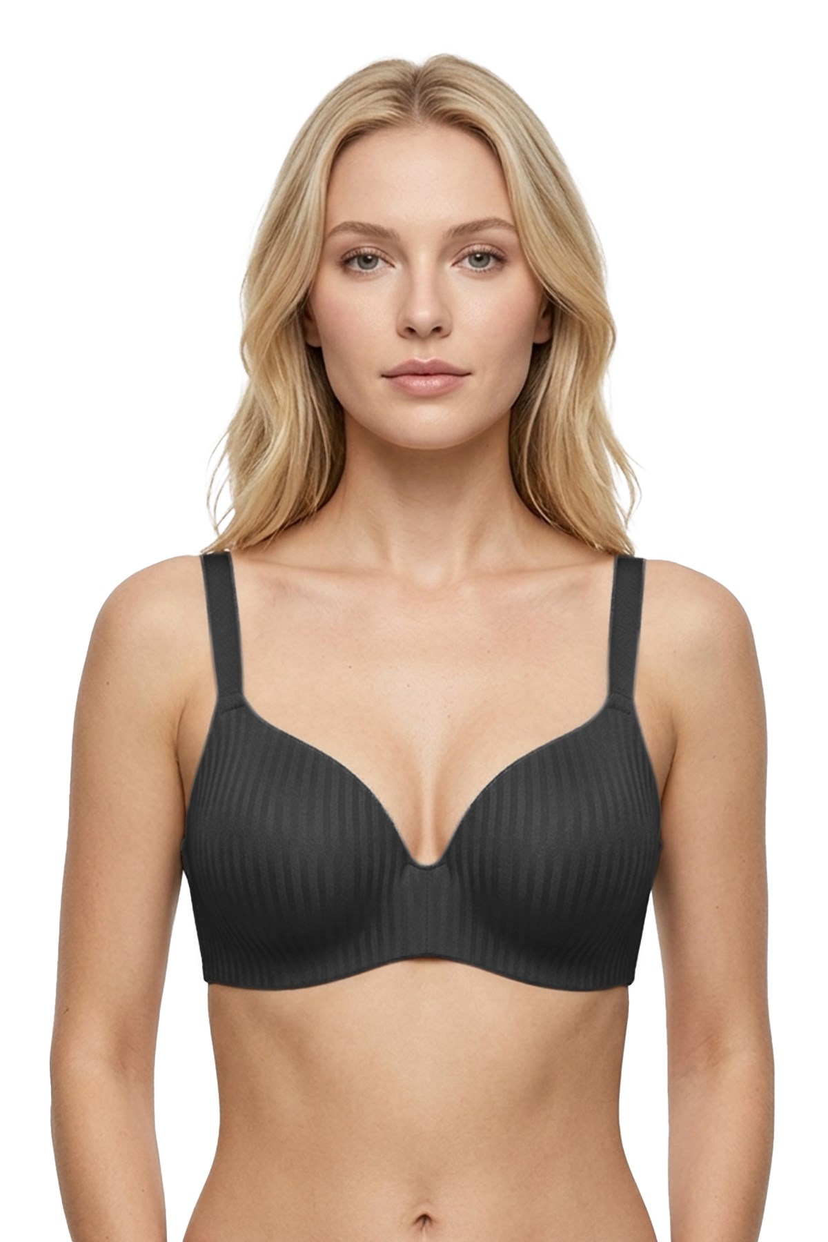 Seamless Bra - Rivelle | Siyah Mikro Çizgi Desenli Balensiz Günlük Kadın Sütyen