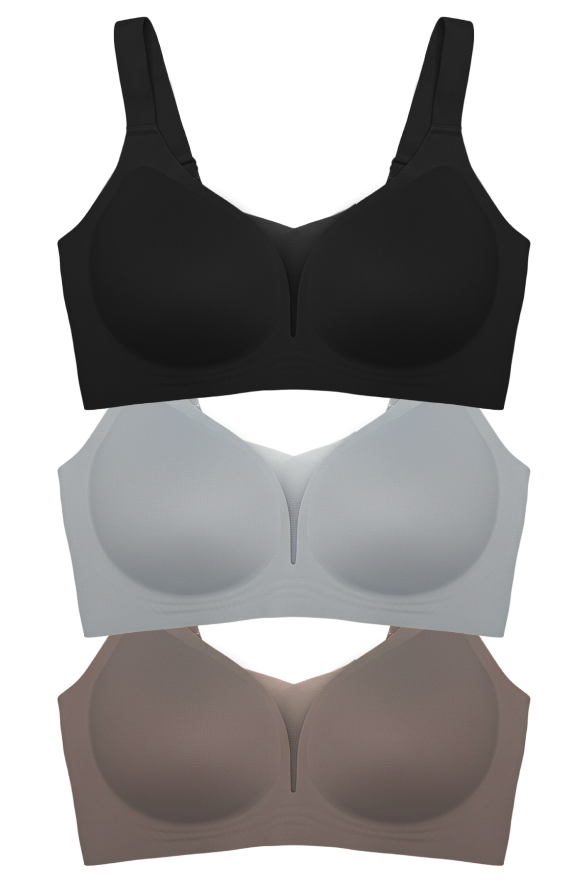 Seamless Bra - Shape | Lazer Kesim Dikişsiz Toparlayıcı Büyük Beden Tüllü Kadın Sütyen 3lü Paket-2