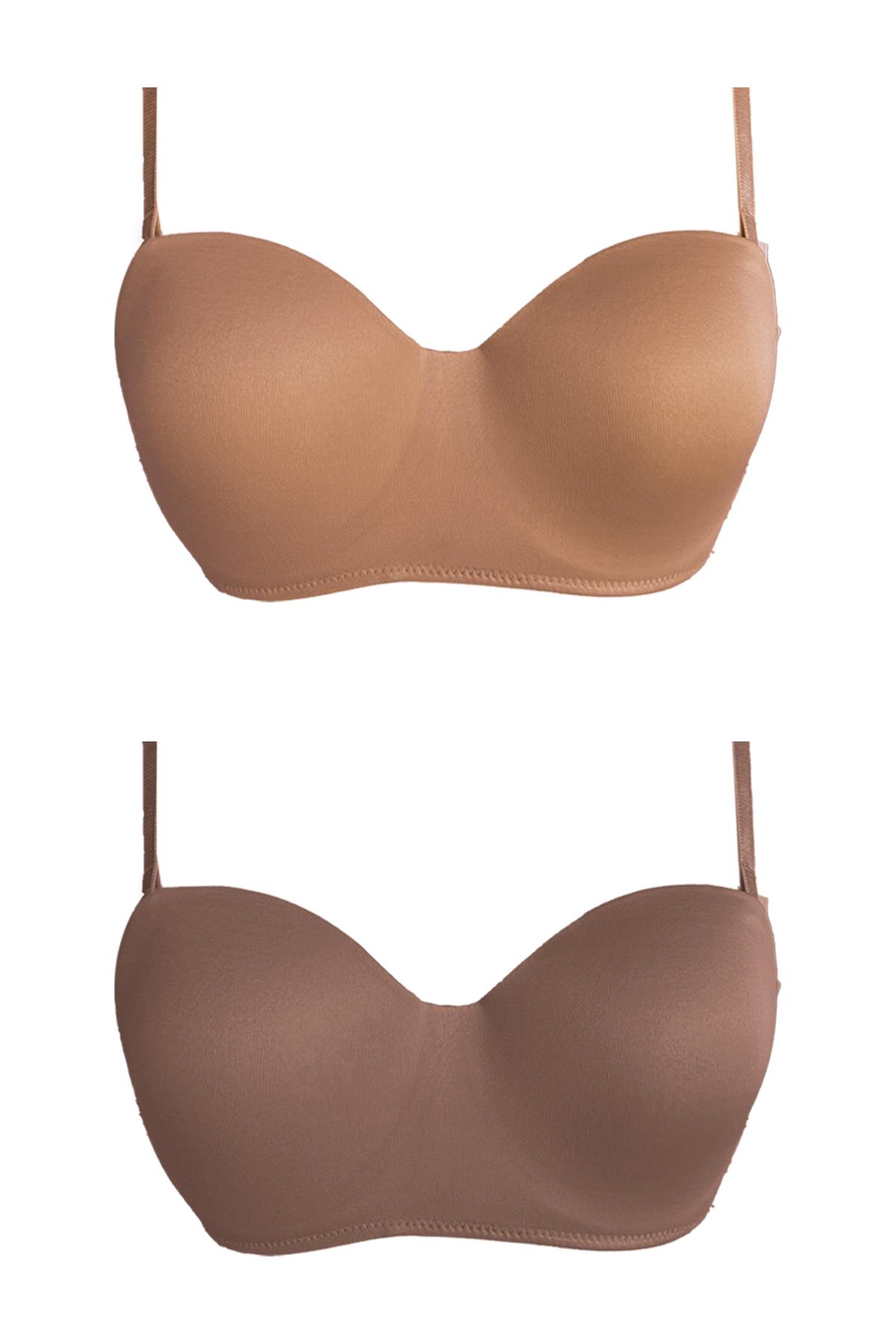 Balenli Toparlayıcı Dolgusuz Straplez Sütyen 2li Paket
