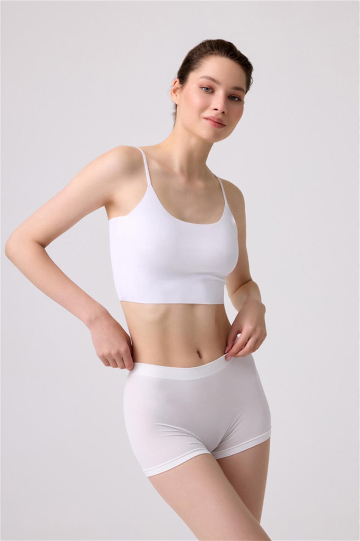 Cottonhill Premium - Kadın Beyaz Ultra-Rahat Seamless Boxer