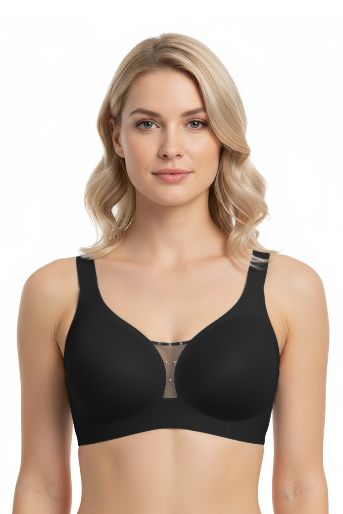 Seamless Bra - Balance | Siyah Lazer Kesim Taşlı Dikişsiz Toparlayıcı Büyük Beden Kadın Sütyen