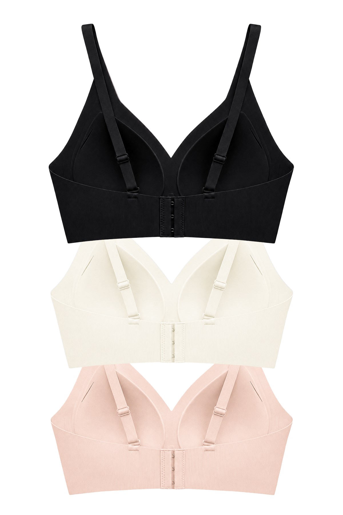 Seamless Bra - Velora | Lazer Kesim Balensiz Rib Dokulu Dikişsiz Kadın Sütyen 3lü Paket-2