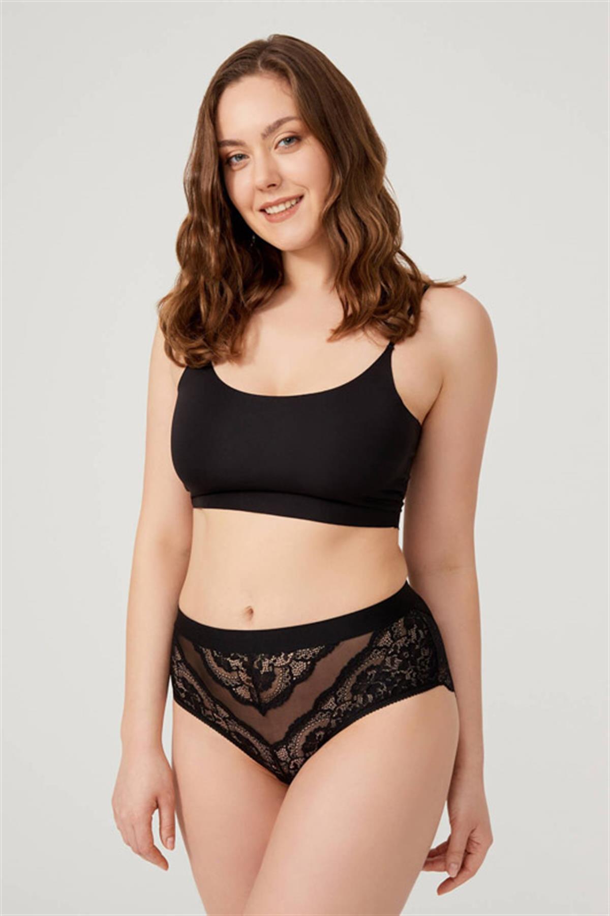 Dantelli Arkası Transparan Büyük Beden Bikini Külot 3lü Paket-3