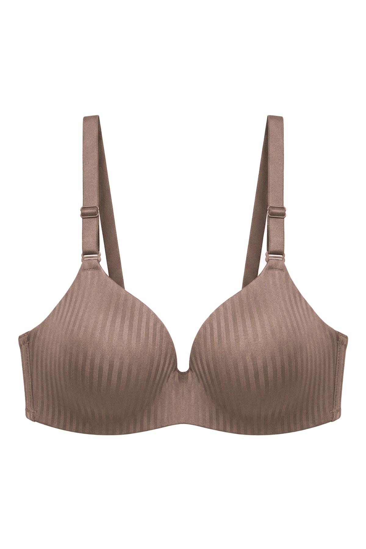 Seamless Bra - Rivelle | Kahverengi Mikro Çizgi Desenli Balensiz Günlük Kadın Sütyen