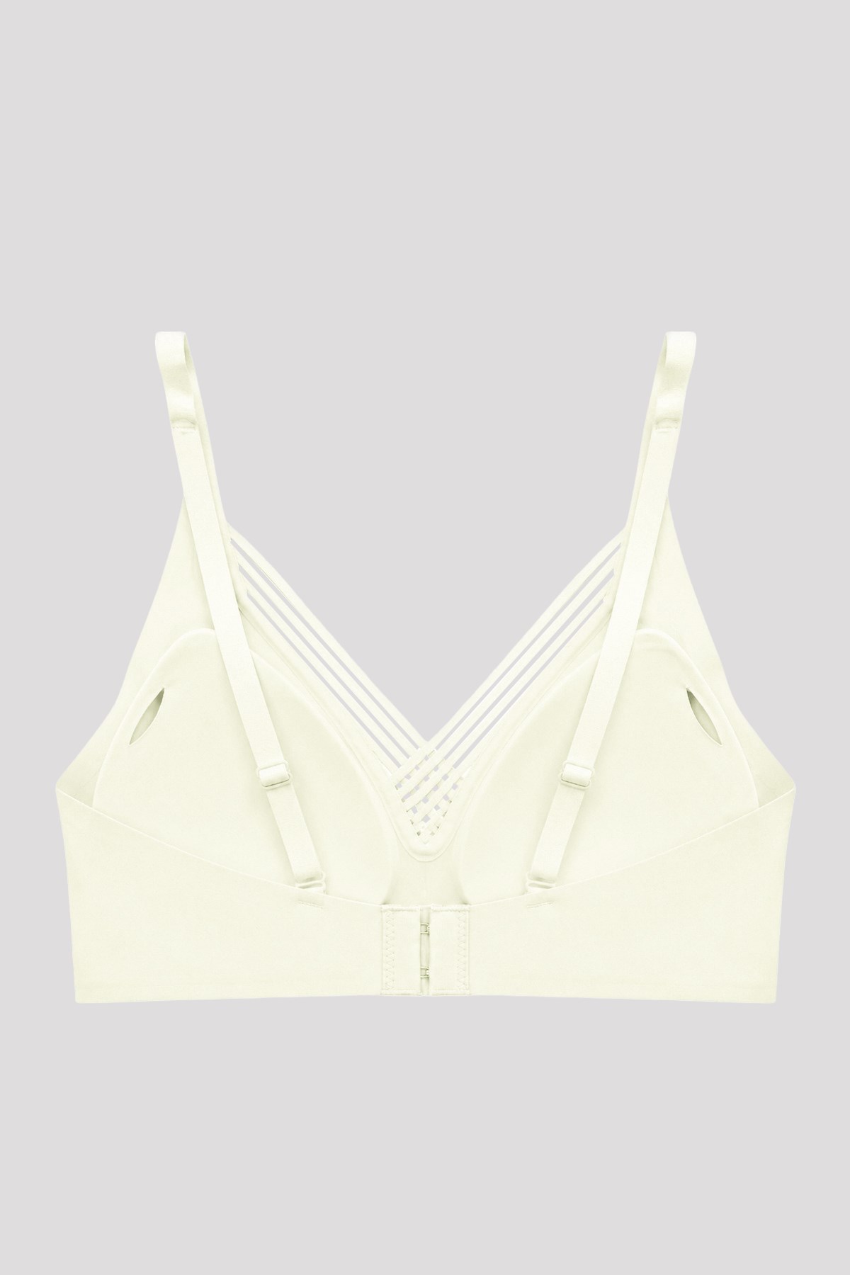 Seamless Bra - Lucent | Krem Lazer Kesim Balensiz Ön Çapraz Şerit Detaylı Kadın Sütyen