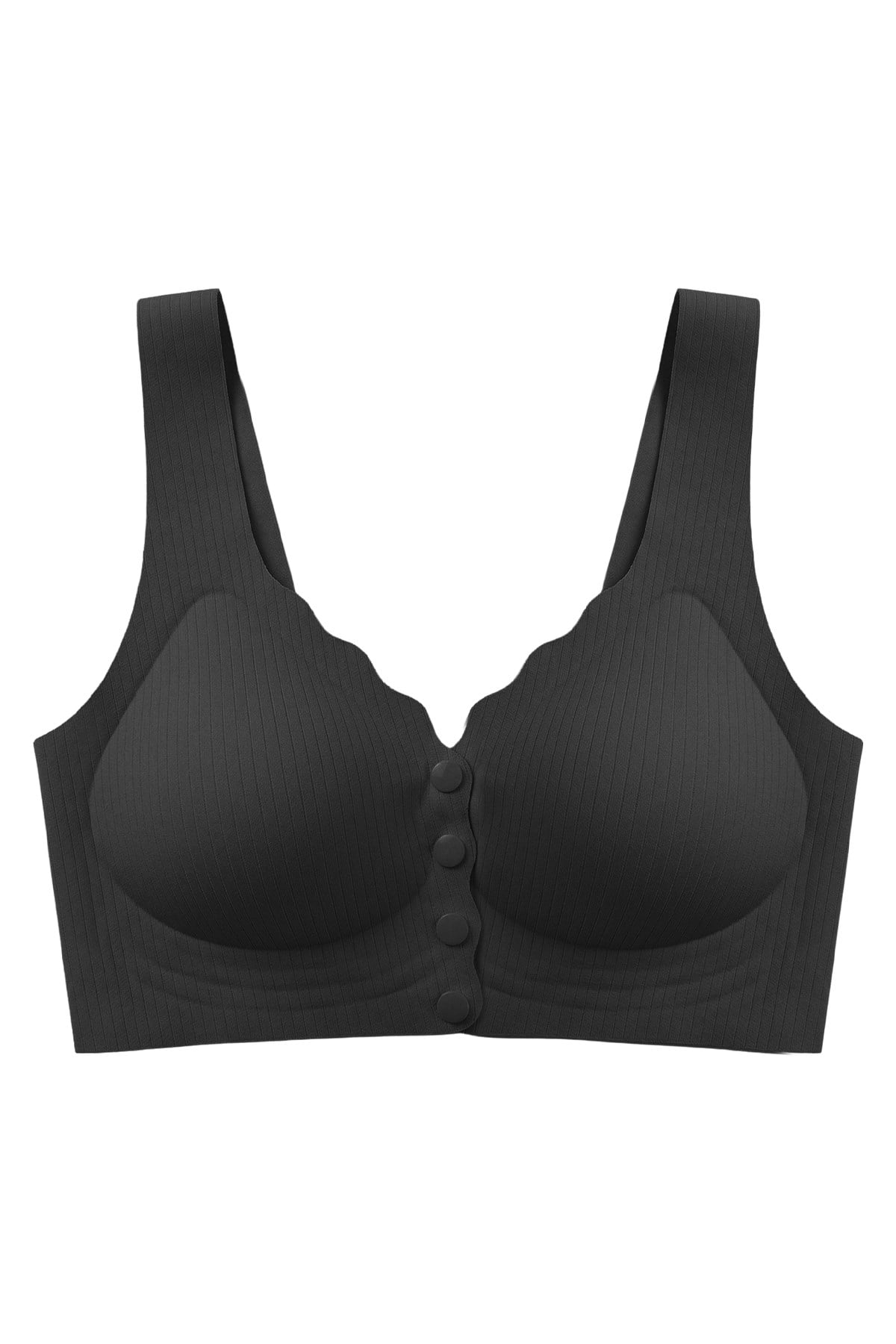 Seamless Bra - Feel | Siyah Lazer Kesim Çizgi Detaylı Önü Açılabilir Dikişsiz Kadın Sütyen