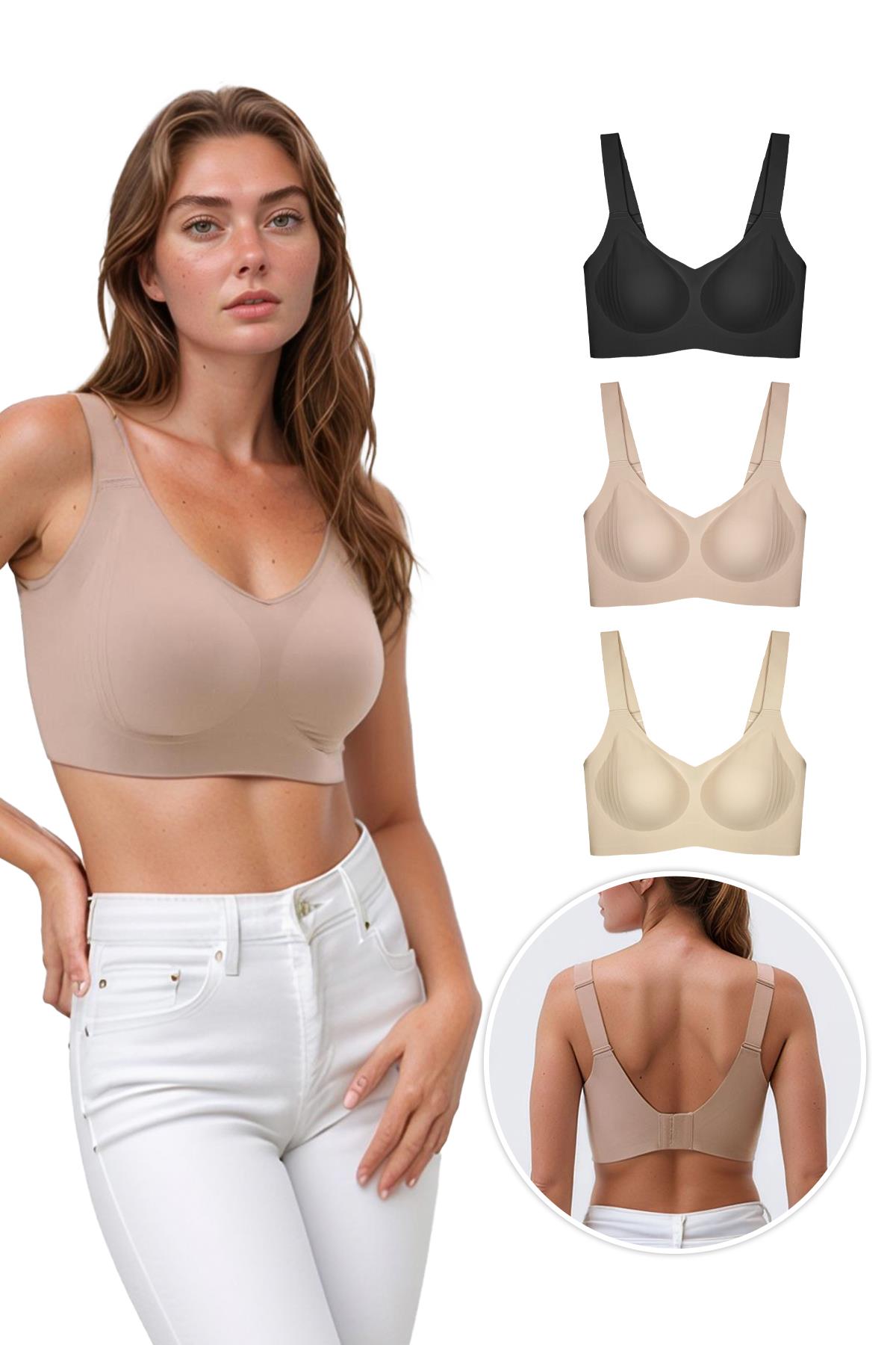 Seamless Bra - Curve | Lazer Kesim Dikişsiz Toparlayıcı Büyük Beden Kadın Sütyen 3lü Paket