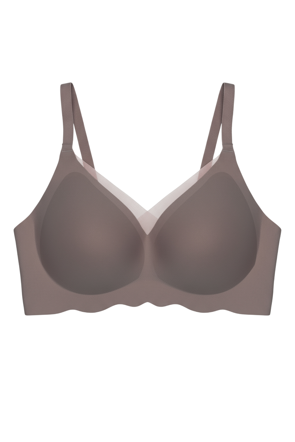 Seamless Bra - Touch | Kahverengi Lazer Kesim Dikişsiz Tül ve Dalga Detaylı Balensiz Kadın Sütyen