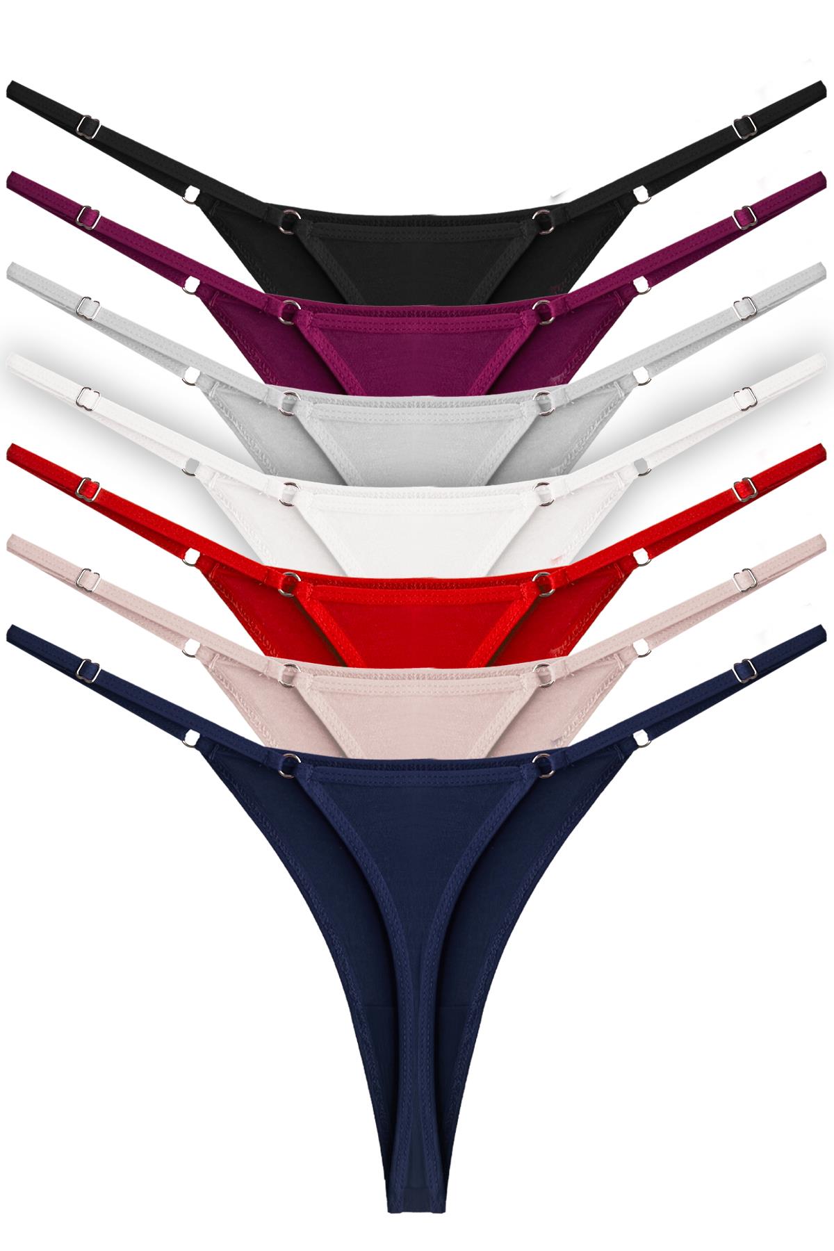 Basic Pamuklu Beli Ayarlanır Kadın Tanga Külot 7li Paket