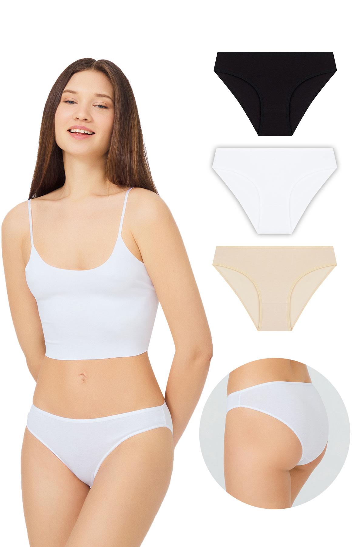 Basic Pamuklu Kadın Bikini Külot 3lü Paket - 8
