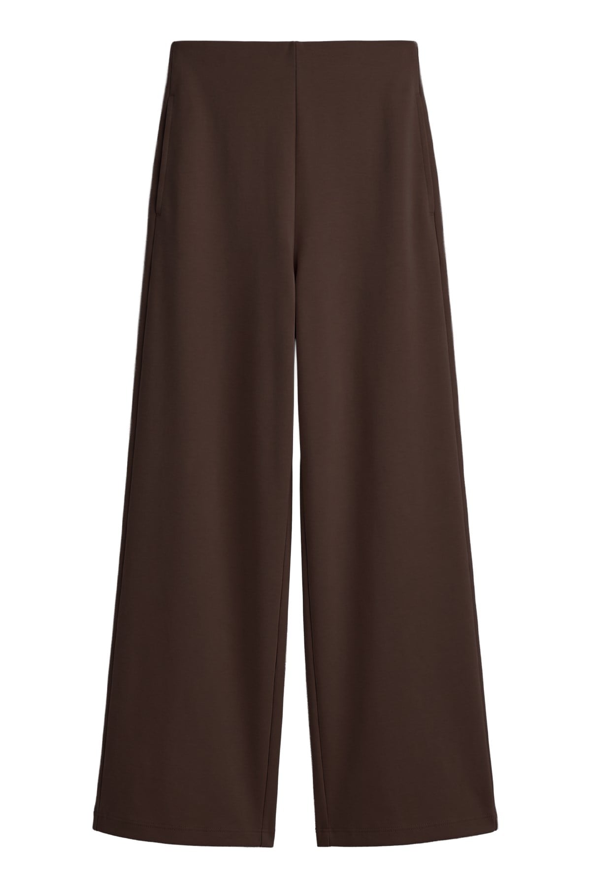 Premium - Sway Collection | Kahverengi Basic Yüksel Bel Modal Bol Paça Kadın Pantolon