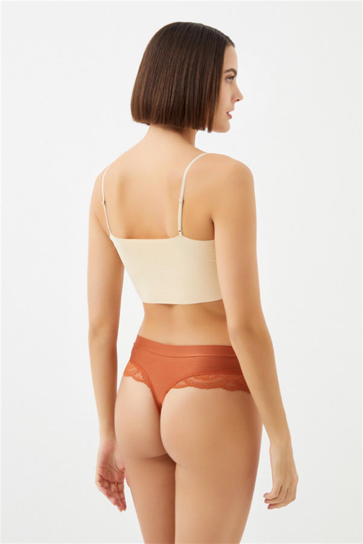 Dantel Detaylı Mikro Saten Kadın Tanga Külot 5li Paket