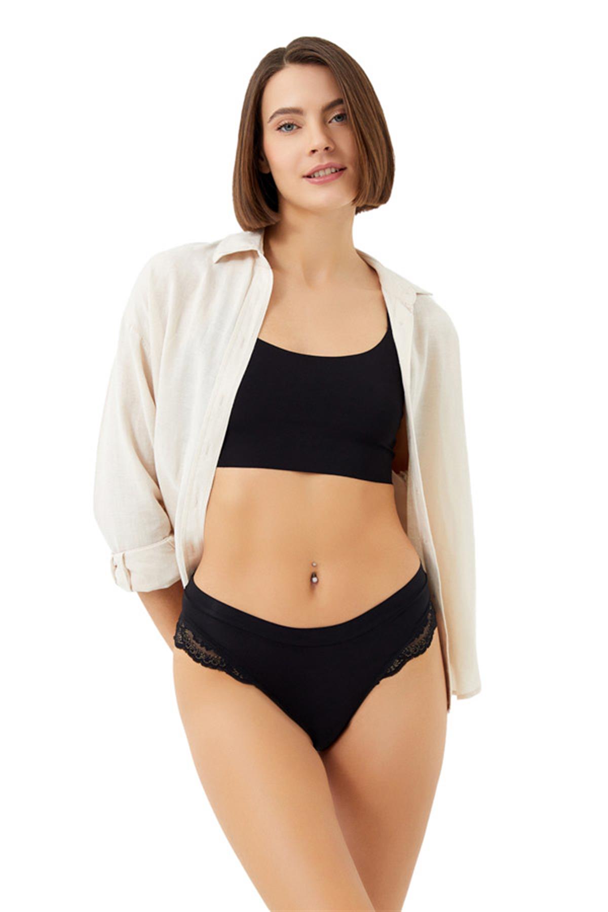 Dantel Detaylı Mikro Saten Kadın Tanga Külot 5li Paket