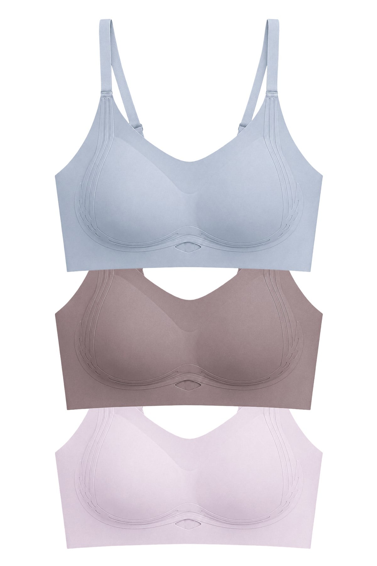 Seamless Bra - Elaris | Lazer Kesim Balensiz Dekolteli Şerit Detay Dikişsiz Kadın Sütyen 3lü Paket