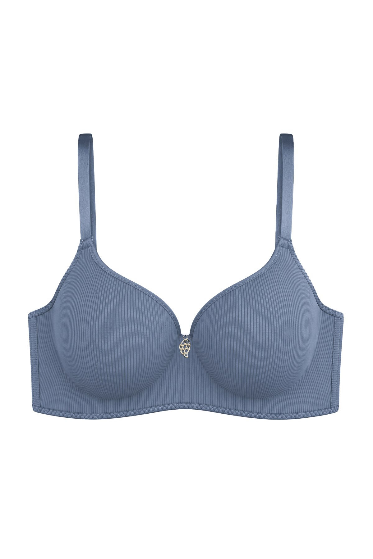Seamless Bra - Renoa | Mavi Rib Dokulu Balensiz Doğal Form Straplez Kadın Sütyen