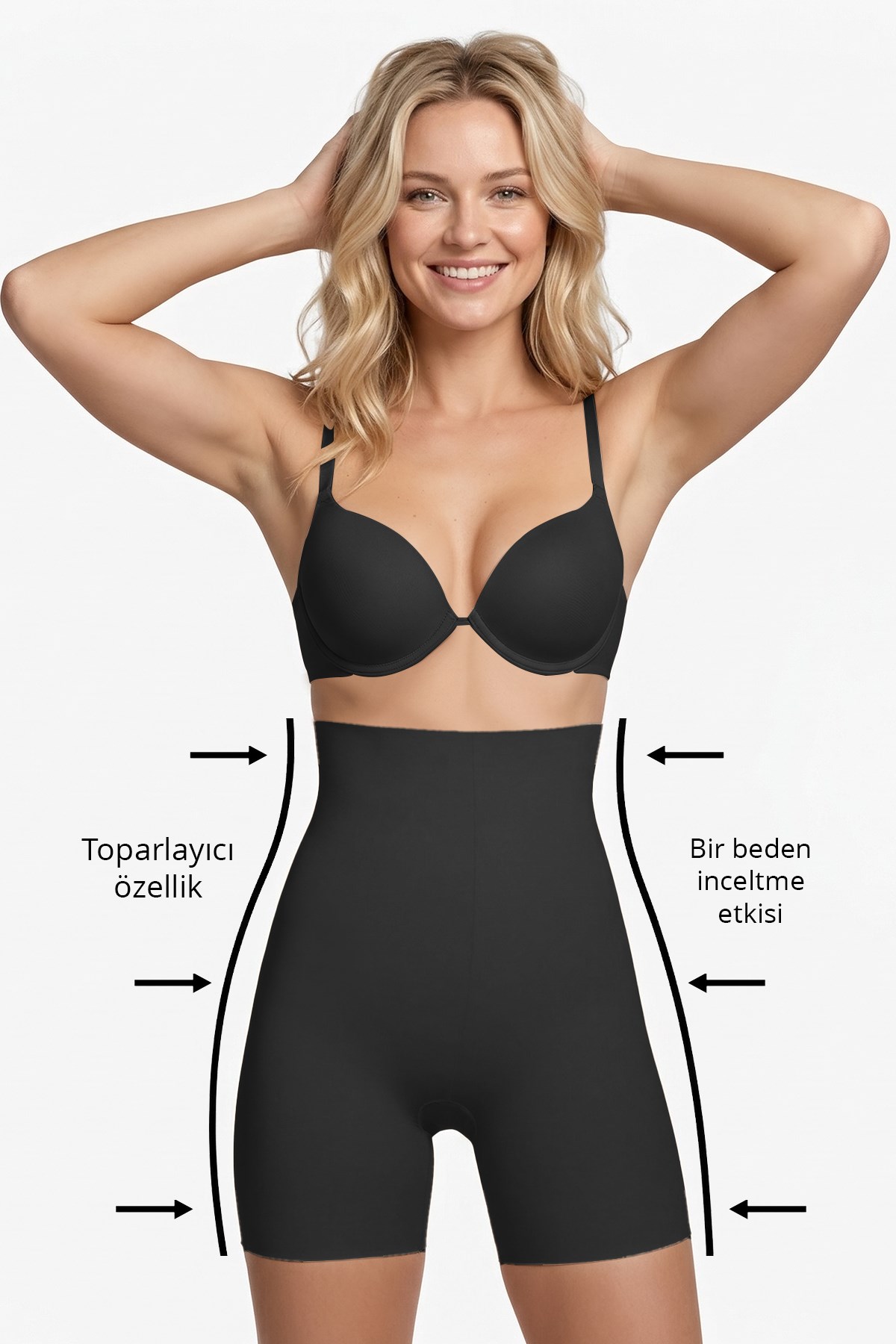 Yüksek Bel Toparlayıcı Lazer Kesim Kadın Korse Siyah-Ten 2li Paket