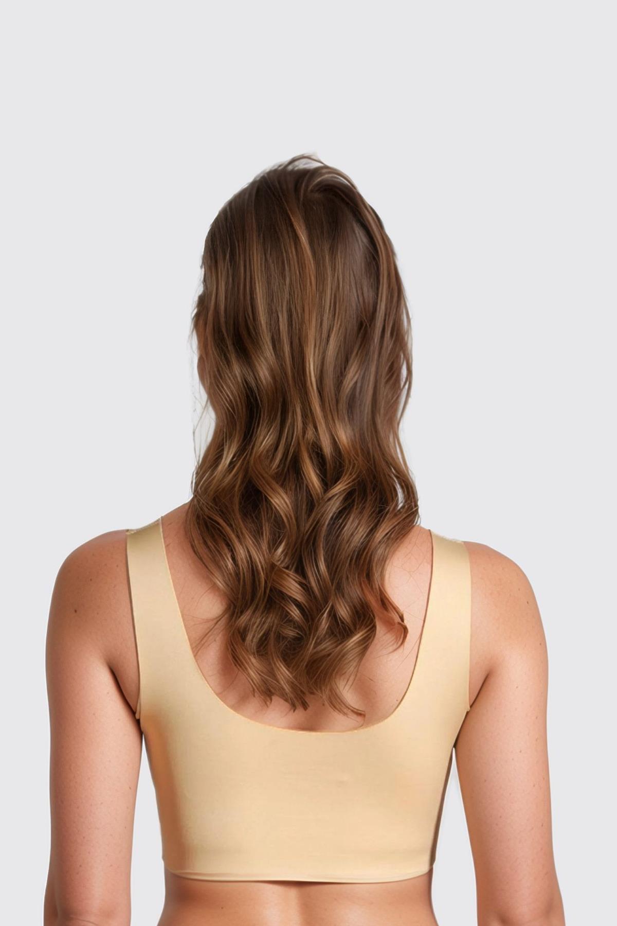 Ten Dikişsiz Lazer Kesim Sütyen Pedli Kadın Hayalet Sütyen Dalga Detaylı