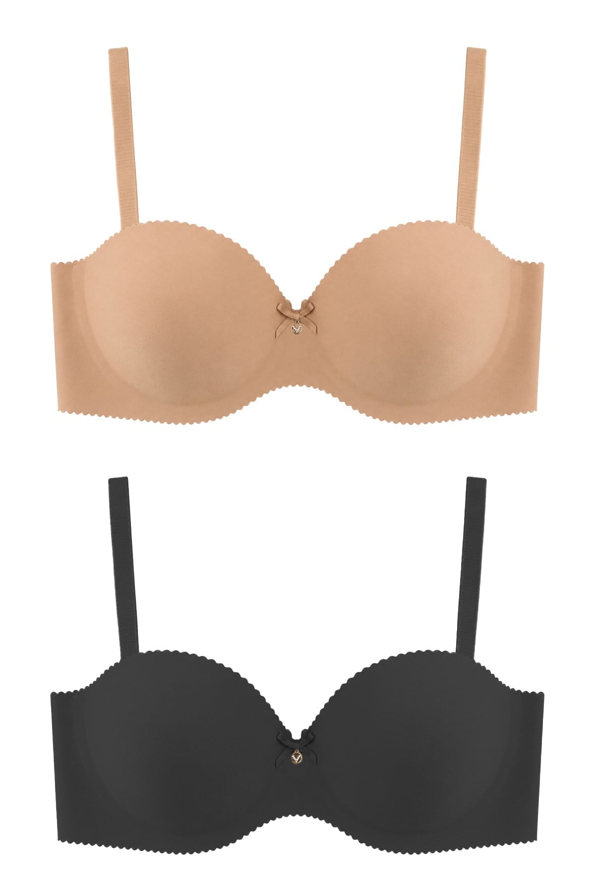 Seamless Bra - Serina | Balenli Lazer Kesim Yarım Dolgulu Push Up Straplez Kadın Sütyen 2li Paket