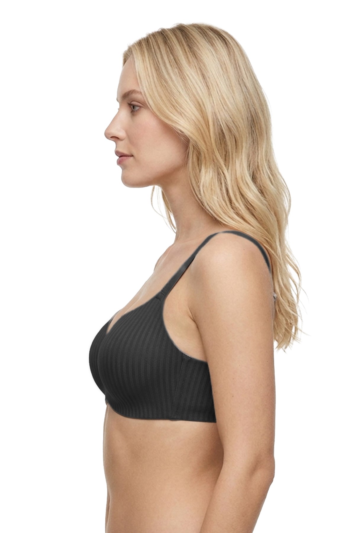 Seamless Bra - Rivelle | Siyah Mikro Çizgi Desenli Balensiz Günlük Kadın Sütyen