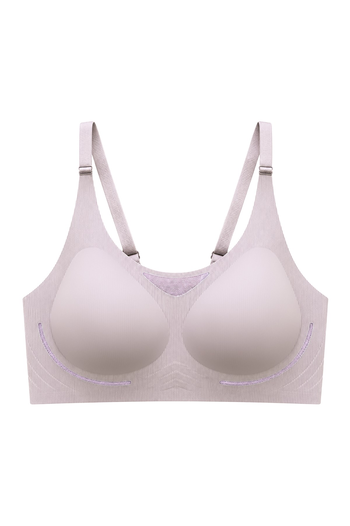 Seamless Bra - Avena | Lila Lazer Kesim Balensiz Çizgi Dokulu Tül Detaylı Kadın Sütyen