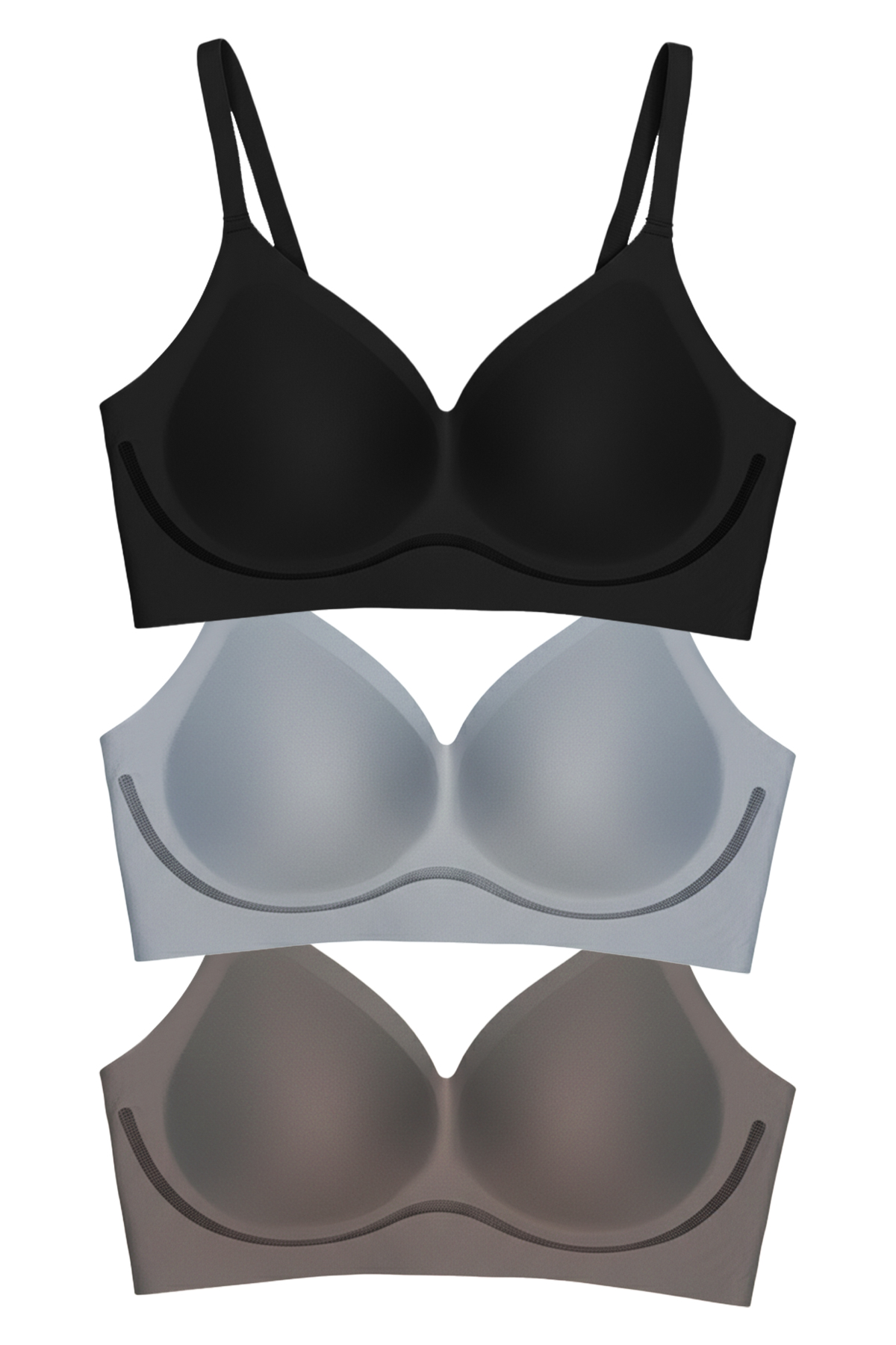 Seamless Bra - Air | Lazer Kesim Dikişsiz Dalga Şerit Detaylı Balensiz Kadın Sütyen 3lü Paket-2