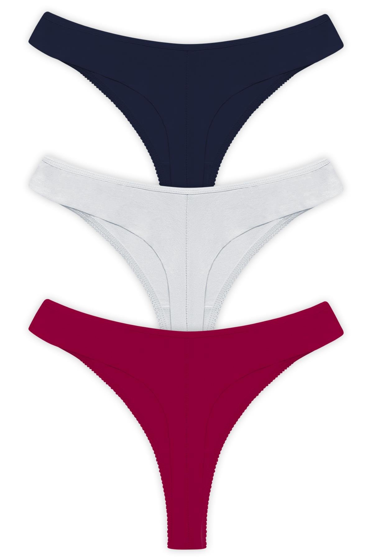 Basic Pamuklu Kadın Tanga 3lü Paket Külot - 4