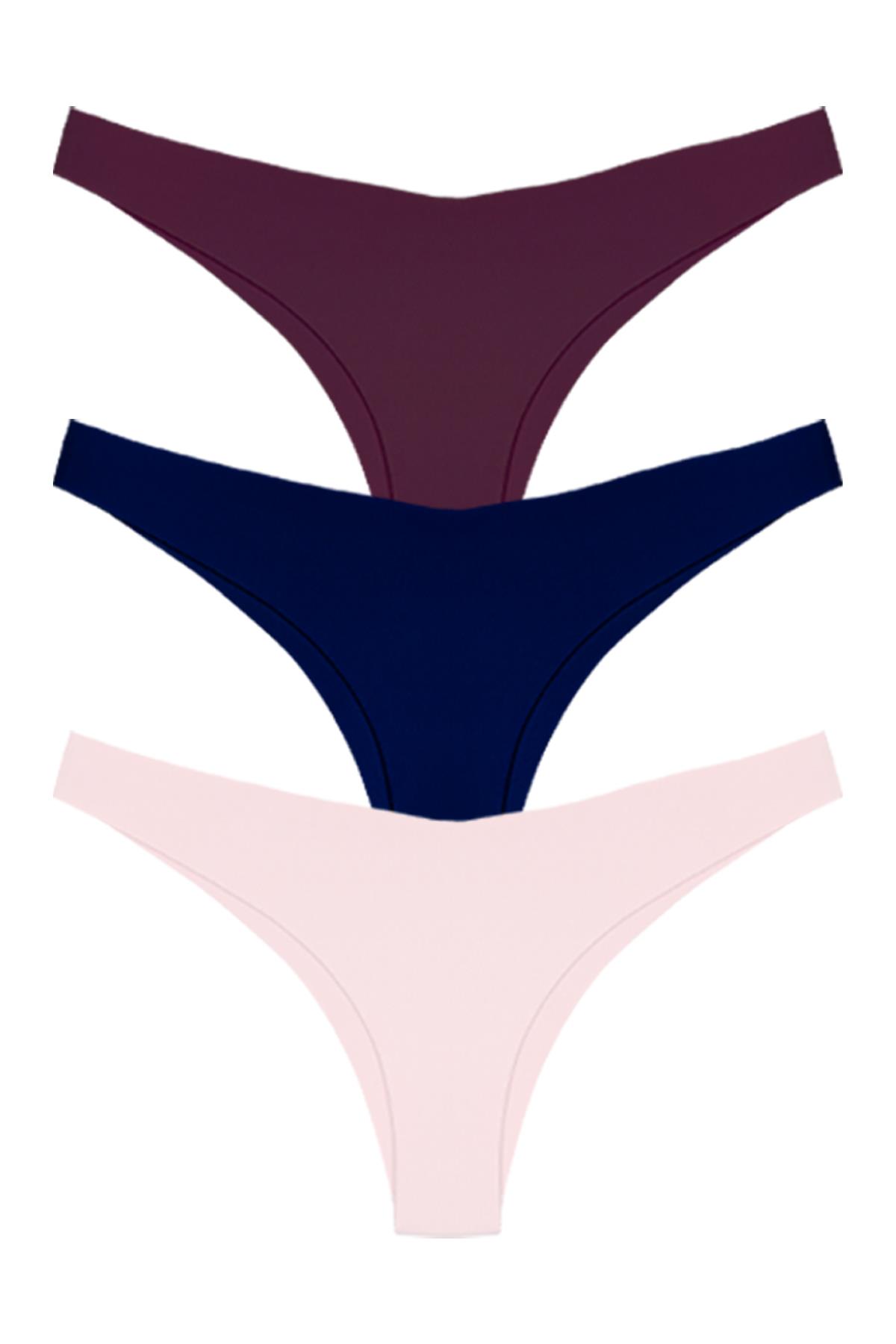 Basic İz Yapmayan Lazer Kesim Kadın Brezilya Külot 3lü Paket - 4