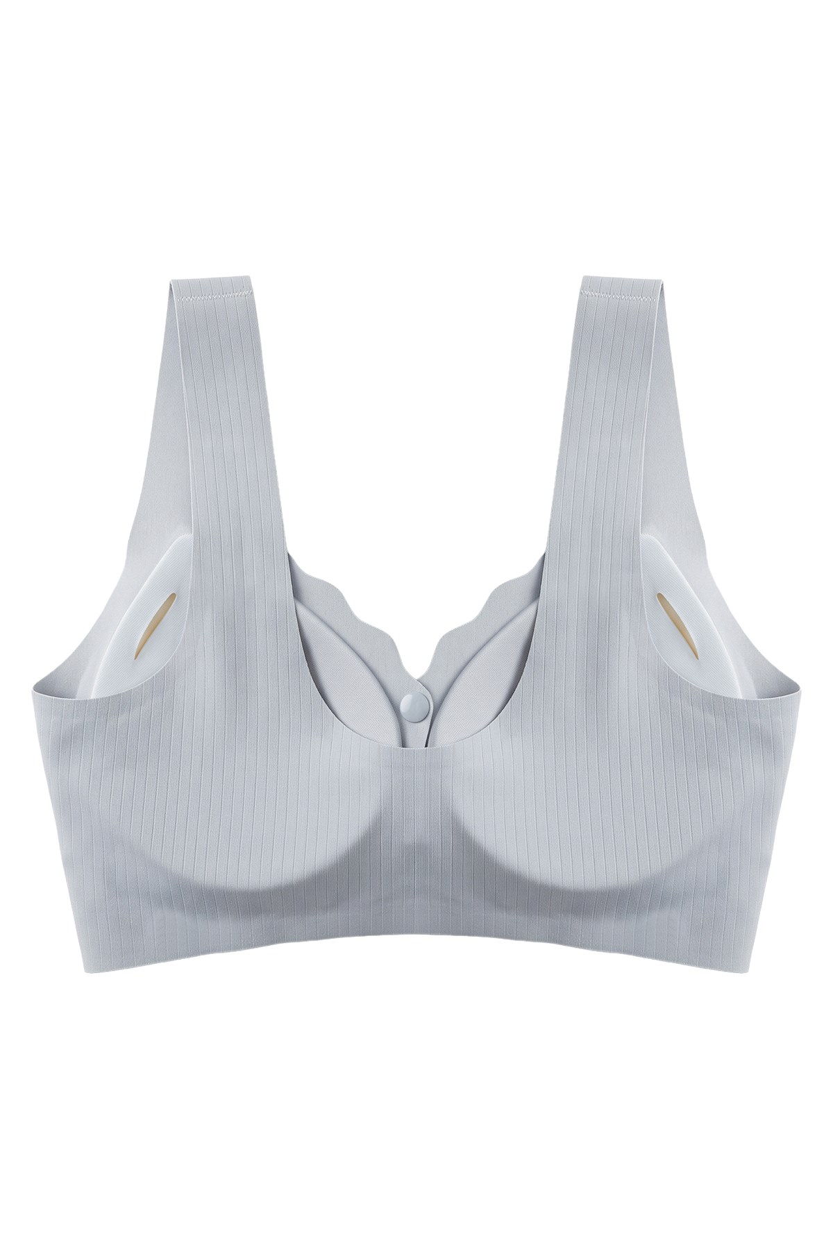 Seamless Bra - Feel | Gri Lazer Kesim Çizgi Detaylı Önü Açılabilir Dikişsiz Kadın Sütyen