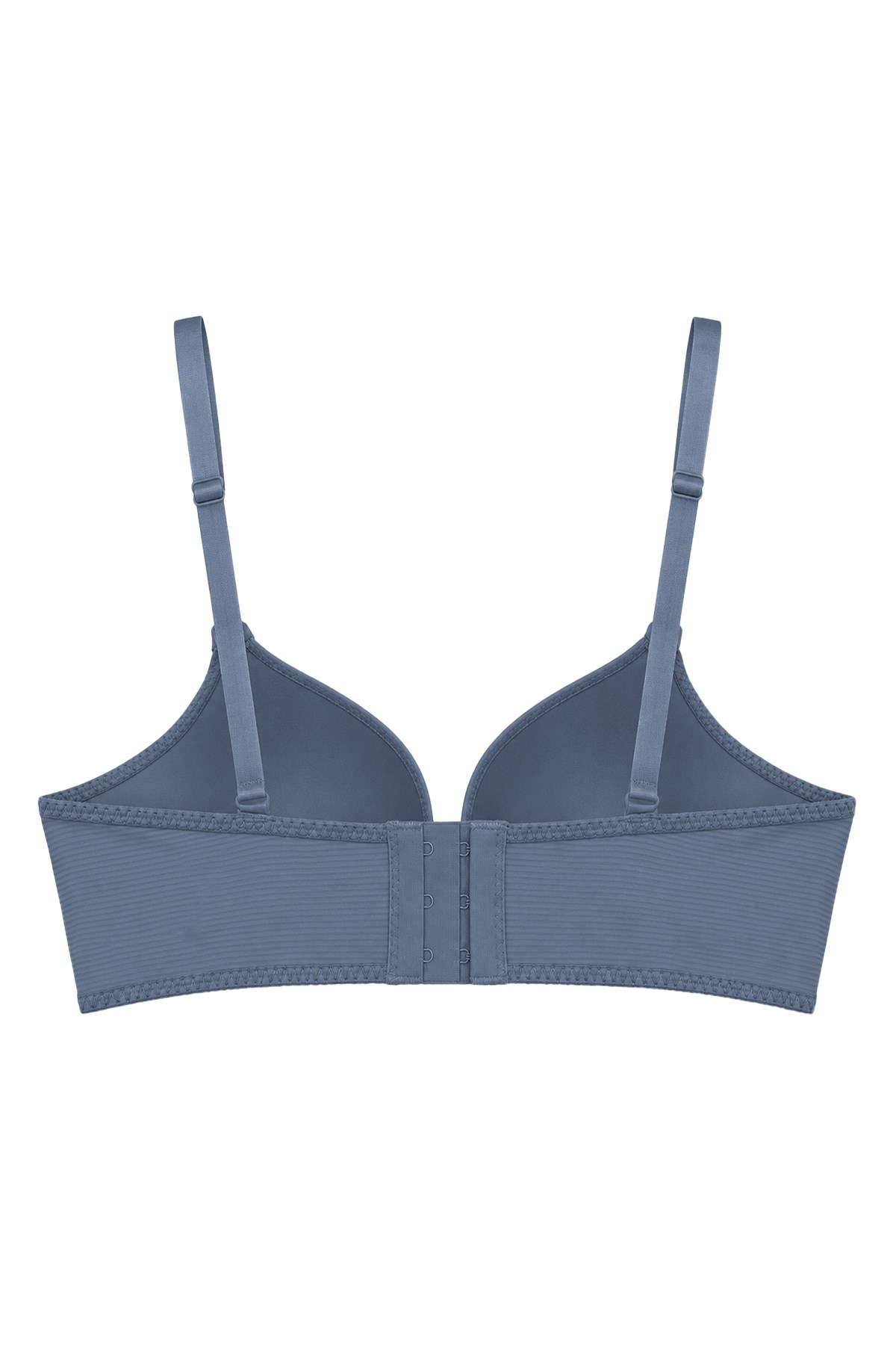 Seamless Bra - Renoa | Mavi Rib Dokulu Balensiz Doğal Form Straplez Kadın Sütyen