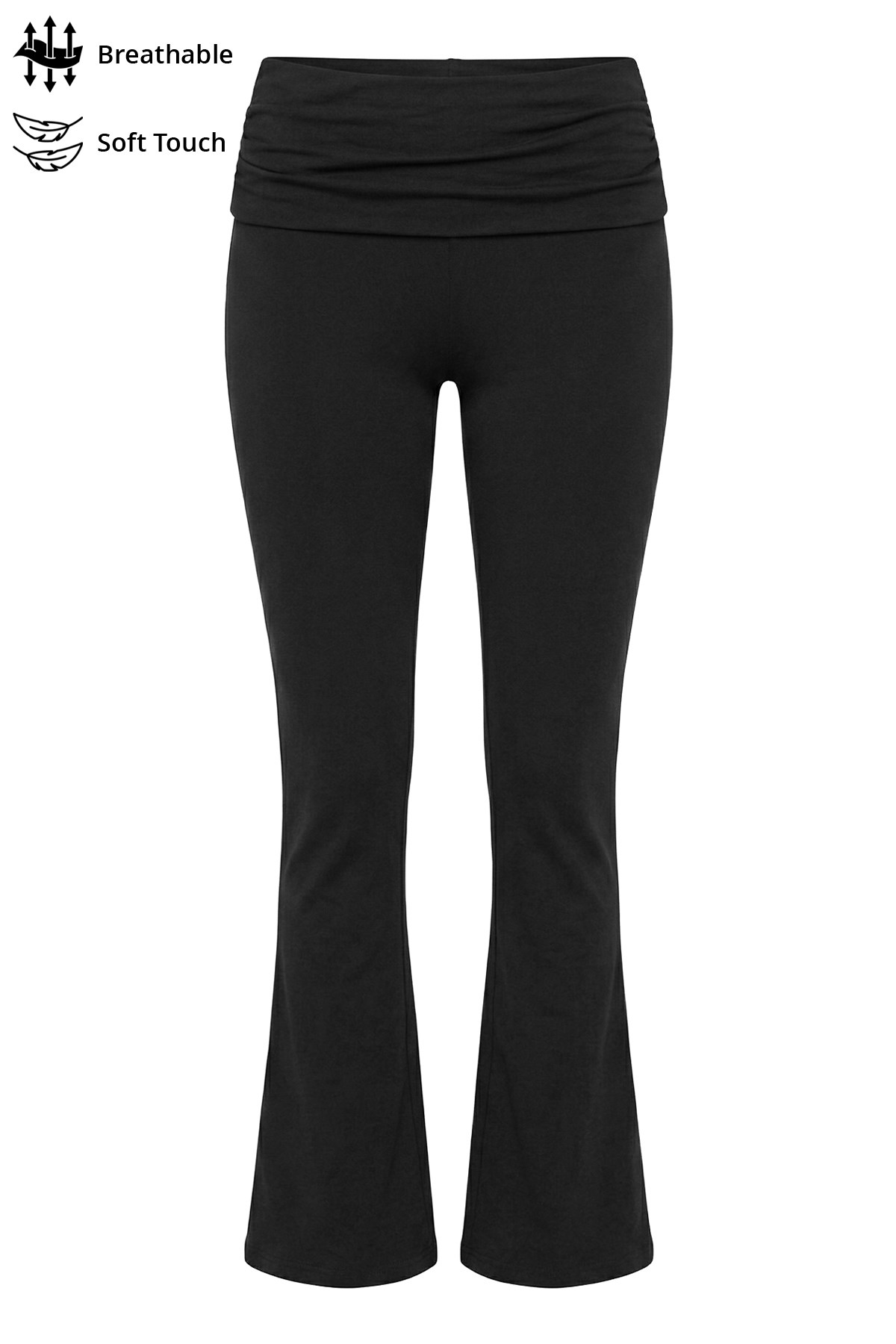 Siyah Viskon Yüksek Bel Kemer Detaylı İspanyol Paça Kadın Pantolon Flared