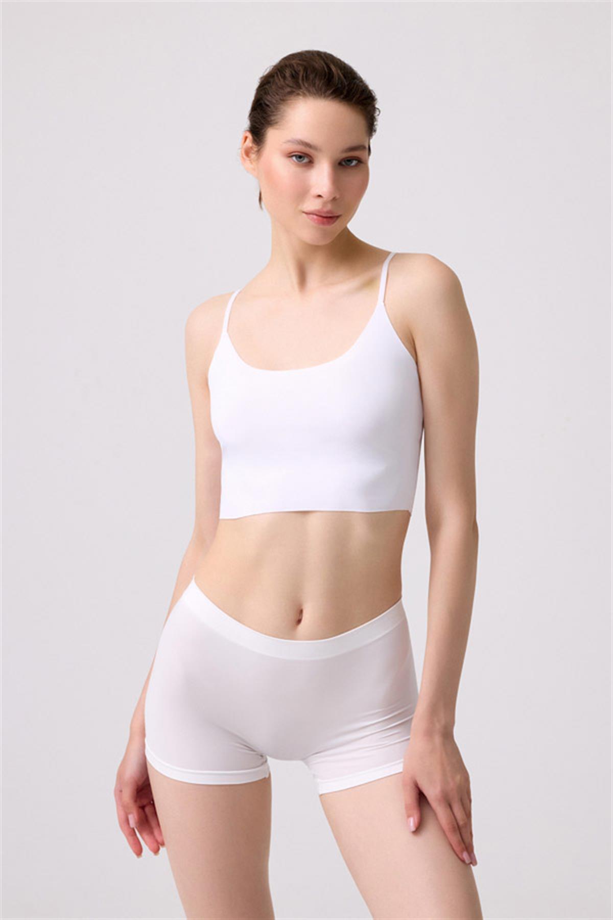 Cottonhill Premium - Kadın Beyaz Ultra-Rahat Seamless Boxer