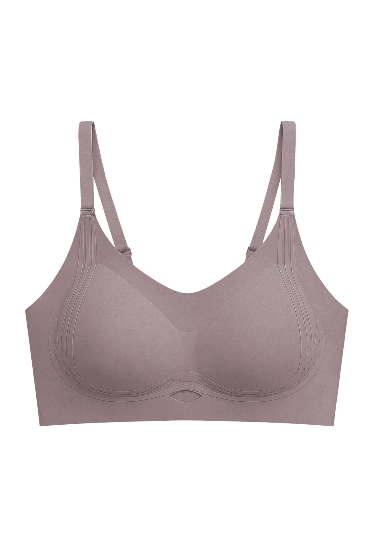 Seamless Bra - Elaris | Kahverengi Lazer Kesim Balensiz Dekolteli Şerit Detay Dikişsiz Kadın Sütyen