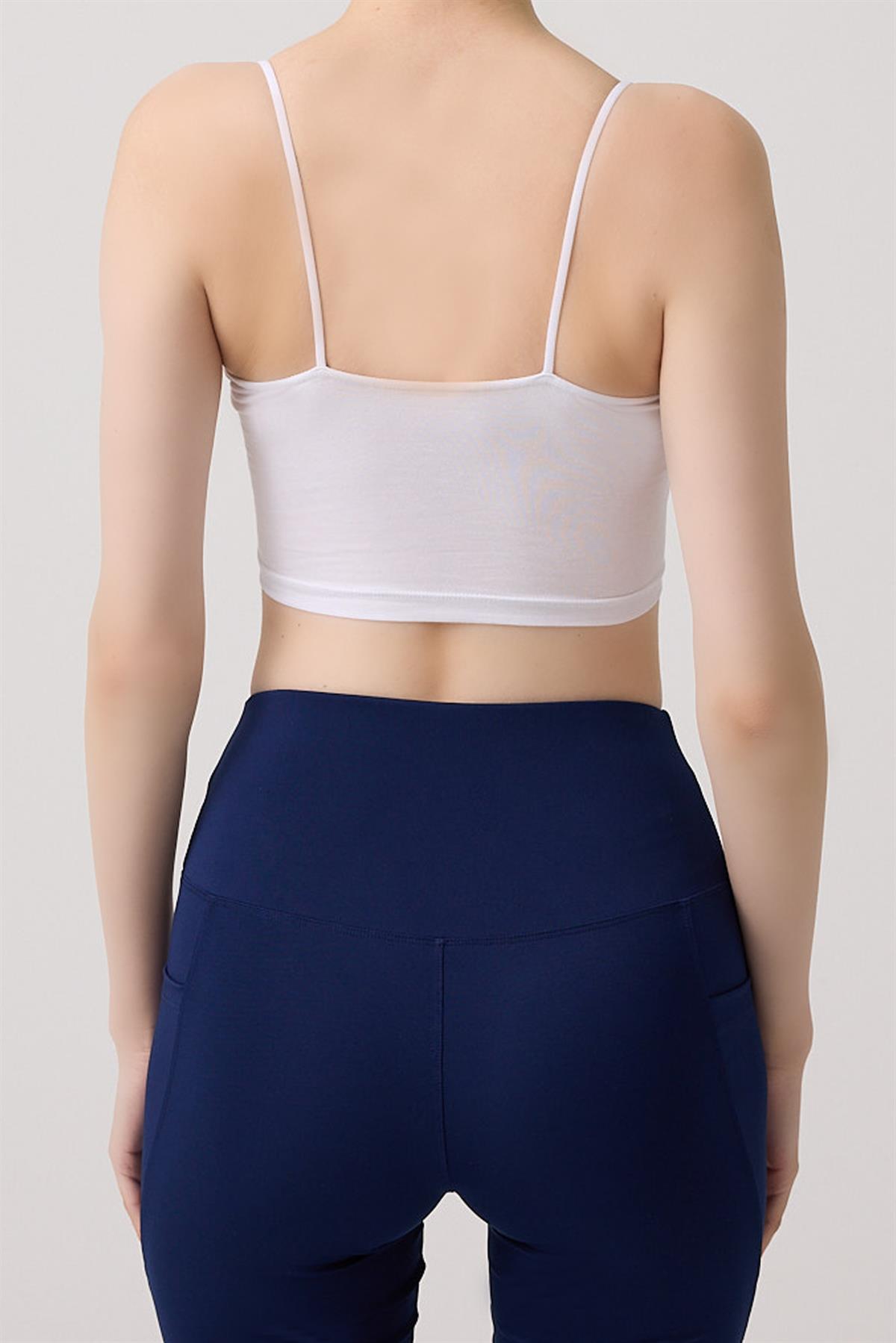 Pamuklu İnce Askılı Kadın Crop Top Büstiyer 2li Paket