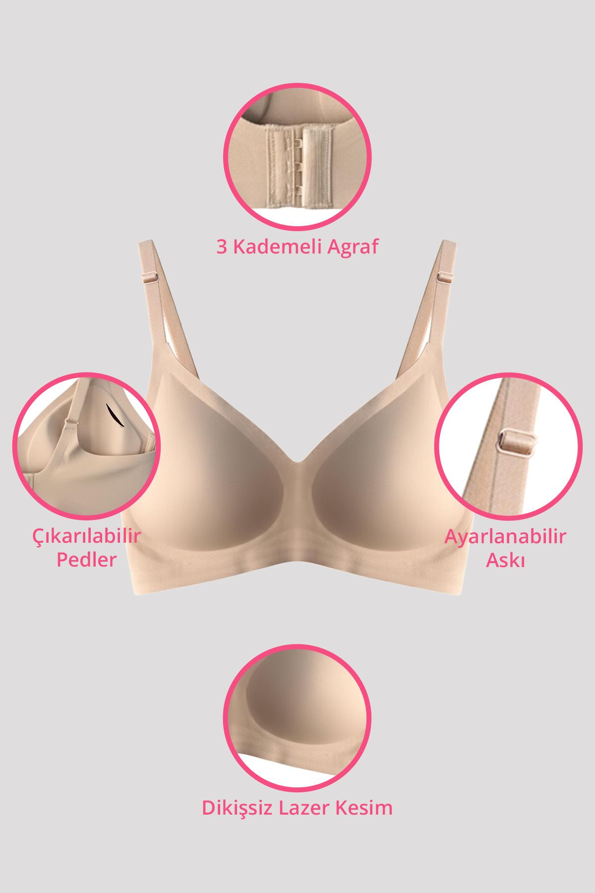 Seamless Bra - Pure | Kahverengi Lazer Kesim Dikişsiz Ayarlanabilir Askılı Balensiz Kadın Sütyen