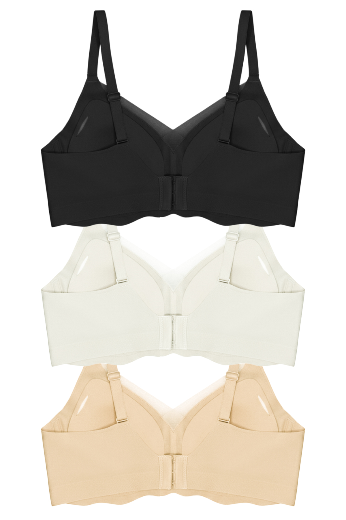 Seamless Bra - Touch | Lazer Kesim Dikişsiz Tül ve Dalga Detaylı Balensiz Kadın Sütyen 3lü Paket